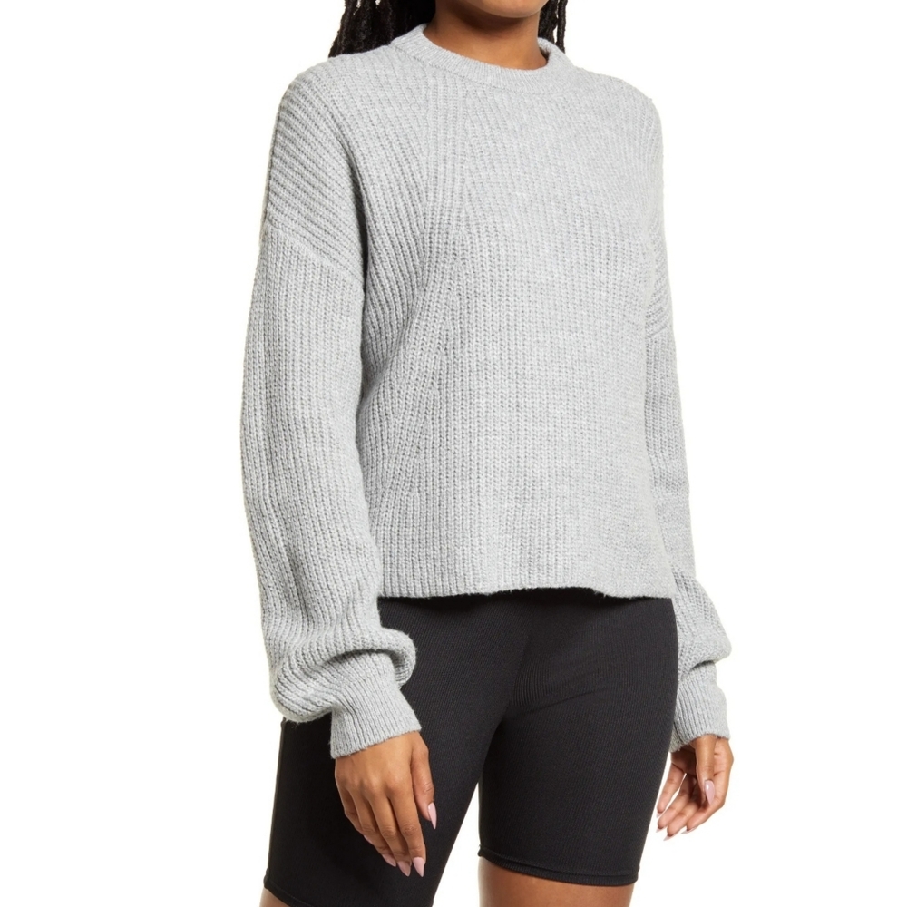 BP Rib Crop Crewneck Sweater Dove Gray Size 3X NWOT!